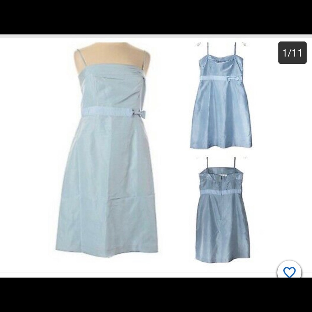 J Crew Silk Taffeta Baby Blue Strapless Dress